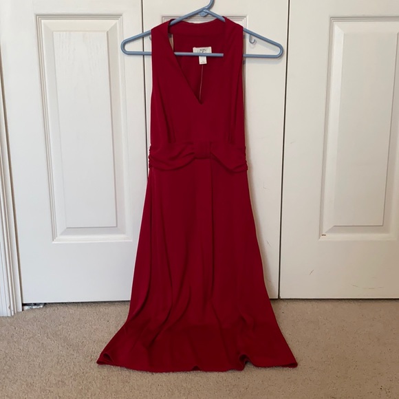 ann taylor loft red dress Ann Taylor LOFT Flattering Shirttail Tank Summer Dress Lovely Burning Red